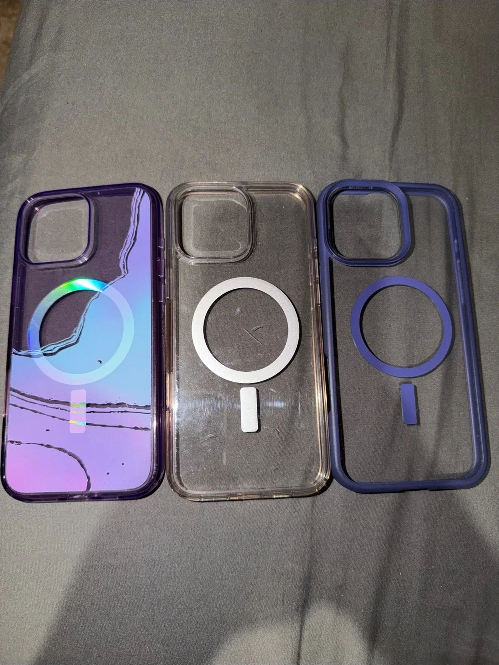 OtterBox iPhone Case Trio in Purple, Clear, and Blue